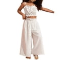 thumbnail image 1 of ZACPNCV Toddler Girls Clothes Solid Color Striped Sleeveless Camisole Ruffled Crop Top Pants Set Summer 2 Piece Outfits White 3-4 Years, 1 of 7