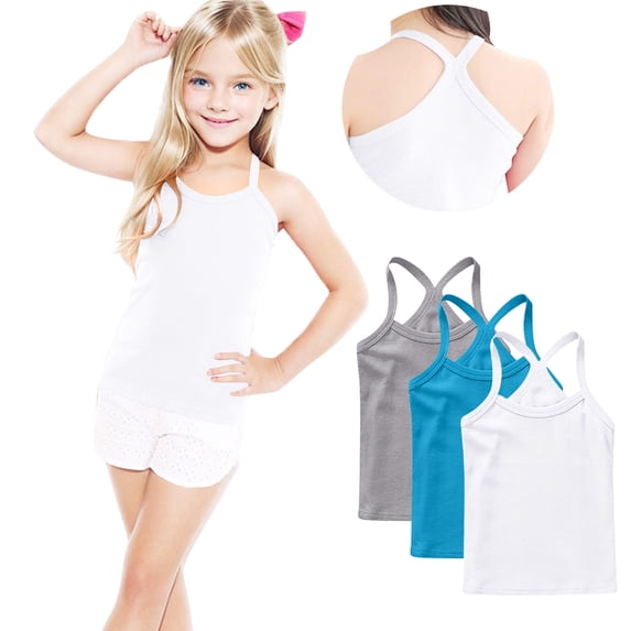 ZACPNCV Toddler Girls Cotton Tank Top Cute Spaghetti Strap Sleeveless 3 Pack Casual Basic Cami Tops Multicolor 12-24 Months