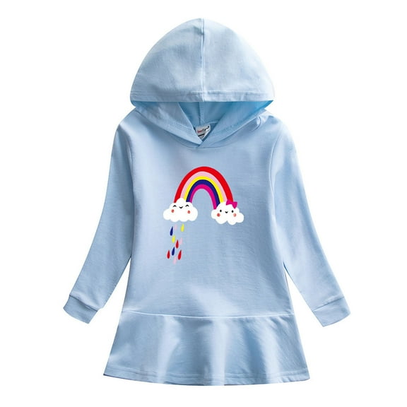 ZACPNCV Toddler Girls Dress Long Sleeve Cotton Casual Dress Blue 2-3 Years