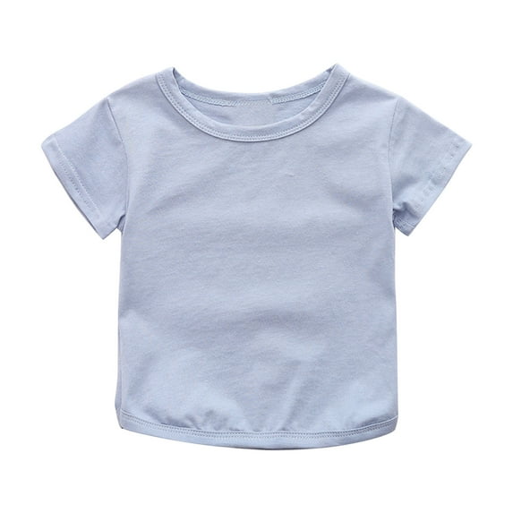 ZACPNCV Toddler Girls Summer Casual Solid Color T-Shirt Baby Girls Classic Solid Color Cozy Tops Tees Blue 2-3 Years