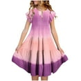 thumbnail image 1 of ZACPNCV Toddler Girls Summer Dresses Double Layer Flutter Sleeve Flowy A-Line Sundress Casual Tie-dye Midi Dresses 14-15 Years, 1 of 5