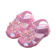 thumbnail image 1 of ZACPNCV Toddler Girls Summer Squeaky Sandals Closed-Toe Non Slip Premium Rubber Sole Toddler First Walkers Shoes Pink 18-24 Months, 1 of 6