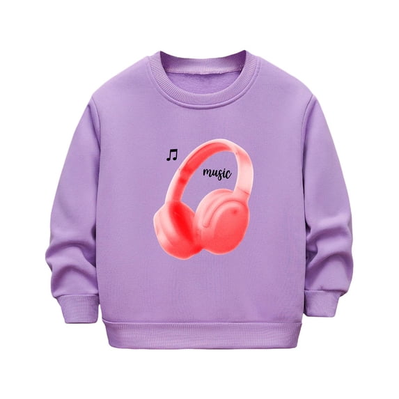 ZACPNCV Toddler Girls Sweatshirts Patterned Long Sleeve Pullover Crewneck Tops Shirts Purple 9-10 Years