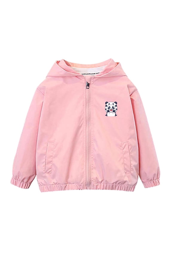Toddler Girls Windbreaker Casual Outerwear Kids Zip Hooded Jacket Baby Cute Dust Coat Pink 1-2 Years