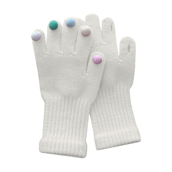 ZACPNCV Toddler Gloves Kids Gloves Kids Full Finger Mittens Winter Knitted Mitten for Little Boys and Girls Supplies White Free Size