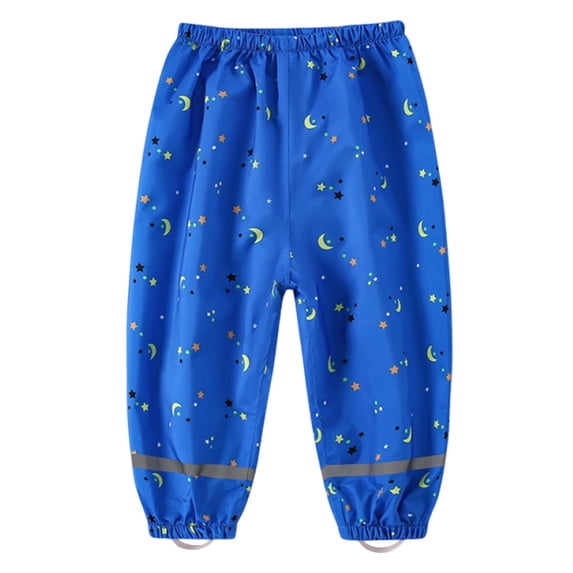 ZACPNCV Toddler Rain Pants Boys Girls Waterproof Pants Cute Printed Mud Dirty Proof Hiking Trousers Rain Suit Outdoor Blue 4-5 Years