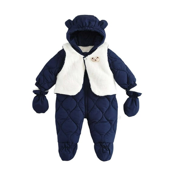 ZACPNCV Toddler Snowsuit Baby Winter Clothes Boy Infant Girl Snow Wear Dark Blue 18-24 Months