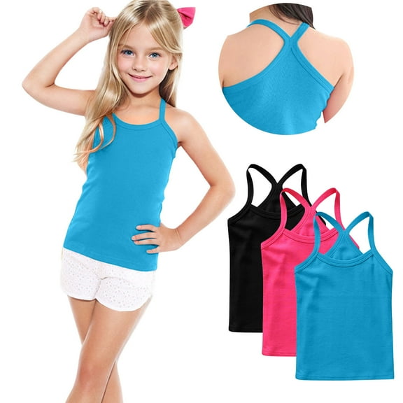 ZACPNCV Toddler Tank Tops Girls Spaghetti Strap 3 Pack Sleeveless Casual Basic Cami Top Multicolor 2-3 Years