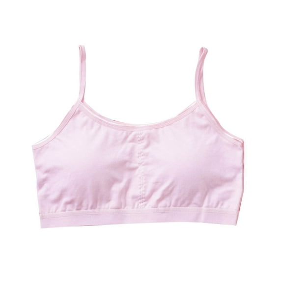 ZACPNCV Training Bras for Girls Seamless Adjustable Cotton Cami Bralettes Pink L