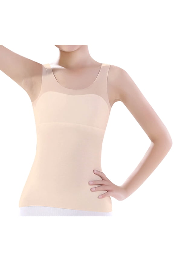 Training Starter Bras for Kids 8-14 Seamless Bras Tank Sports Bra No Pads Double Layer on Chest Beige 15-16 Years