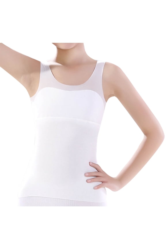 Training Starter Bras for Kids 8-14 Seamless Bras Tank Sports Bra No Pads Double Layer on Chest White 15-16 Years
