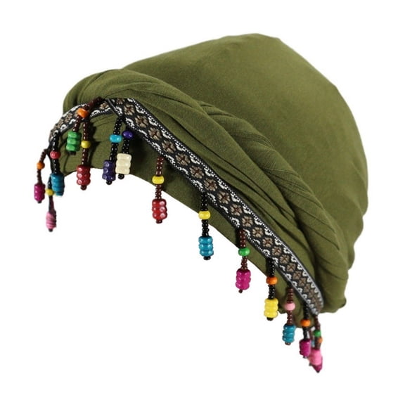 ZACPNCV Turban Head Wraps for Men Satin Lined Turban for Women Vintage Twist Velvet Durags Gifts Olive Green M