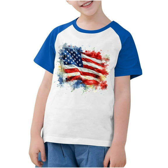 ZACPNCV USA Shirt Toddler Boys Girls Flag Tshirt 4th of July Shirt Kids Patriotic Tee Tops Independent Day Gifts Blue 5-6 Years