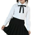 thumbnail image 1 of ZACPNCV Uniform Shirts for Girls Ruffle Princess Lace Collar Long Sleeve Button Down Bowknot Blouse Black 10-12 Years, 1 of 5