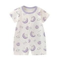thumbnail image 1 of ZACPNCV Unisex Baby 2 Pack Pajamas Cotton Short Sleeve Button Soild Romper Jumpsuit Sleep and Play Purple 6-9 Months, 1 of 3
