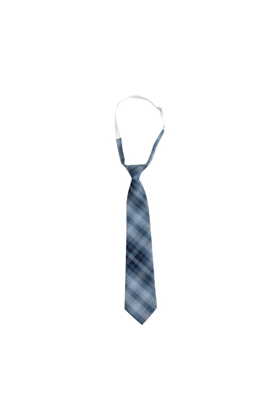 Unisex Boys Girls Pre-Tied Adjustable Plaid Tie Uniform Neckties Dark Blue Free Size