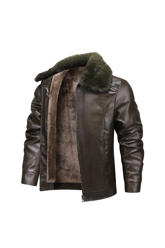 Western Jackets for Men Vintage Cowboy Suede Jacket Plush Collar Coats Faux Leather Zip Up Casual Retro Winter Tops