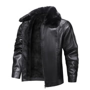Lovskoo Western Jackets for Men Vintage Cowboy Suede Jacket Plush Collar Coats Faux Leather Zip Up Casual Retro Winter Tops