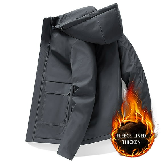 ZACPNCV Winter Work Jackets for Men Water Resistant Hooded Duck Canvas Coat Insulated Jacket with Pockets