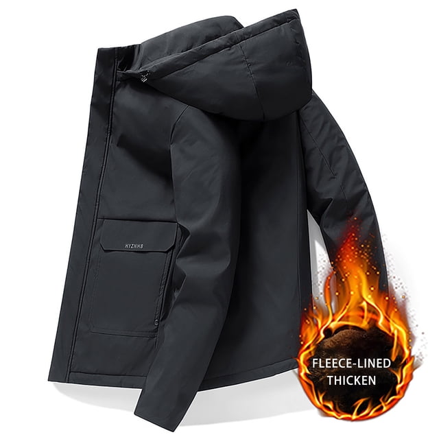 ZACPNCV Winter Work Jackets for Men Water Resistant Hooded Duck Canvas Coat Insulated Jacket with Pockets