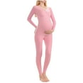 thumbnail image 1 of ZACPNCV Women Maternity Pajama Set Nursing Pjs Double Layer Long Sleeve Top & Pants Breastfeeding Pregnancy Set with Pockets Pink 2XL, 1 of 7