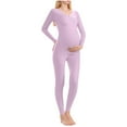 thumbnail image 1 of ZACPNCV Women Maternity Pajama Set Nursing Pjs Double Layer Long Sleeve Top & Pants Breastfeeding Pregnancy Set with Pockets Purple M, 1 of 7
