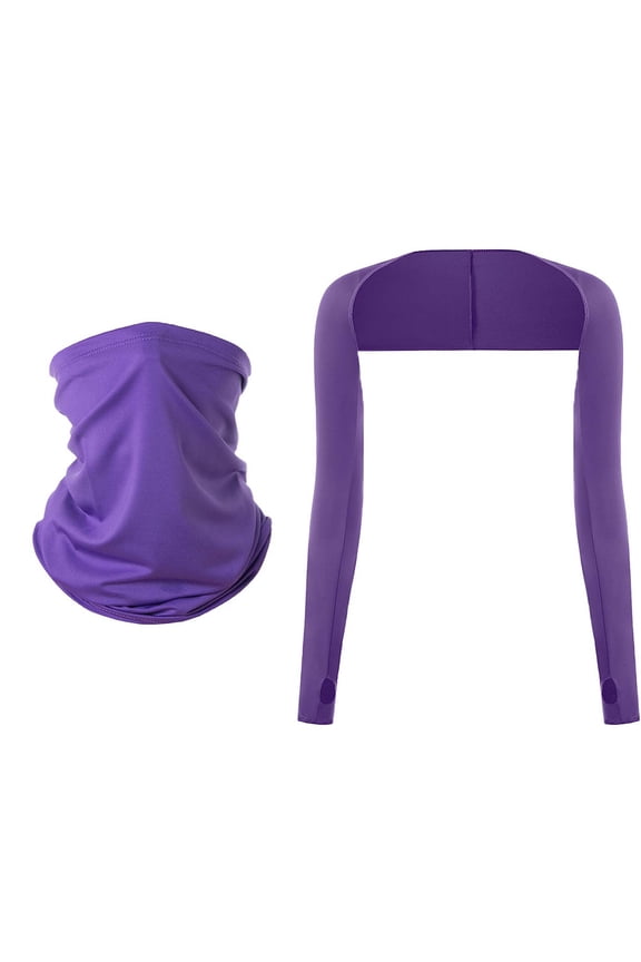 Women Sun Protection Sleeves One Piece Fingerless Arm Cover UPF 50 Ice Silk Neck Gaiter Scarf for Cycling Driving Outdoor Summer