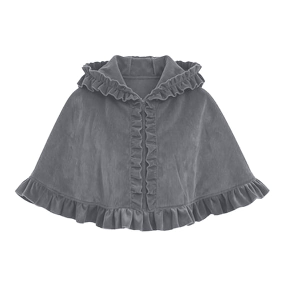 ZACPNCV Women Velvet Ruffled Short Cape Shawl Frilled Edge Bow‑Tie Hooded Cape Elegant Bow Tie Shawl for Party Evening Dress Cover‑Up Gray