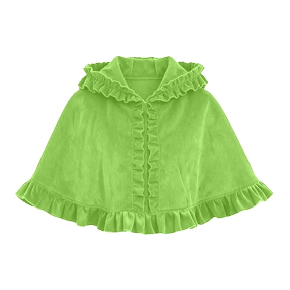 ZACPNCV Women Velvet Ruffled Short Cape Shawl Frilled Edge Bow‑Tie Hooded Cape Elegant Bow Tie Shawl for Party Evening Dress Cover‑Up Green