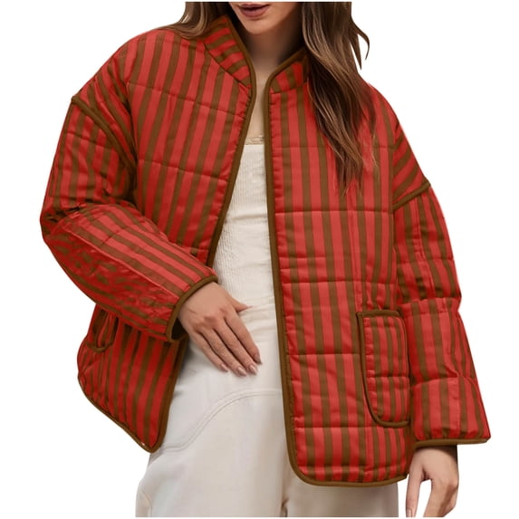 ZACPNCV Women's Cropped Puffer Quilted Jacket Vintage Floral Print Open Front Lightweight Short Jacket Outwear