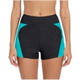 thumbnail image 1 of ZACPNCV Women's High Waisted Swim Bottoms Patchwork Tummy Control Ruched Double Layer Swim Shorts Modest Bathing Suit Bottom, 1 of 1
