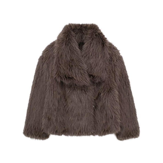 Lovskoo Women's Long Faux Fur Coat Lapel Shaggy Winter Jacket Warm Furry Open Front Outerwear