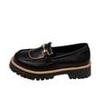 thumbnail image 1 of ZACPNCV Women's Matte Leather Block Heel Loafers Chunky Heel Round Toe Slip On Retro Casual Shoes Comfortable Vintage, 1 of 9
