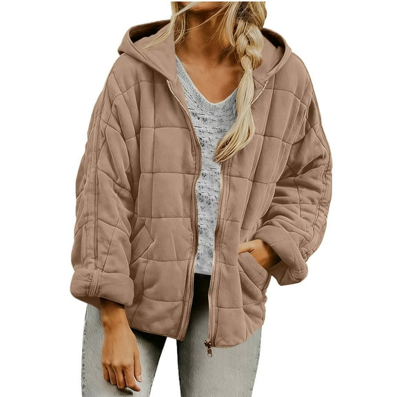 ZACPNCV Women's Packable Lightweight Full-Zip Puffer Jacket with Hood Quilted Winter Coat