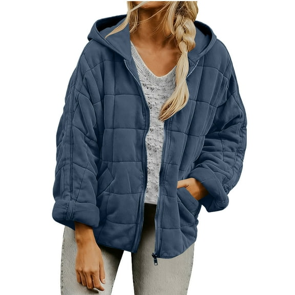 ZACPNCV Women's Packable Lightweight Full-Zip Puffer Jacket with Hood Quilted Winter Coat
