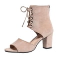 thumbnail image 1 of ZACPNCV Women's Plus Size Peep Toe Ankle Bootie Sandals Lace Up Back Zipper Block Heel Comfort Casual Spring, 1 of 8