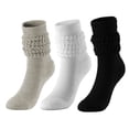 thumbnail image 1 of ZACPNCV Women's Scrunch Crew Socks Retro 3-Pack Solid Cotton Boot Calf Chunky Ribbed Cozy Slouchy Socks, 1 of 1