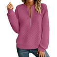thumbnail image 1 of ZACPNCV Women's Sweaters Fall Winter Quarter Zip Casual Ribbed Cable Knit Pullover, 1 of 7