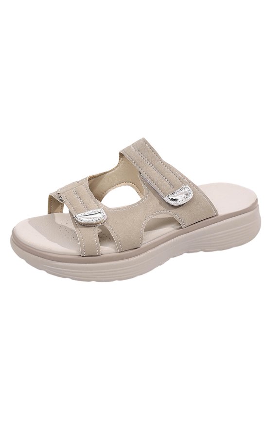 Women's Wedge Heel Sandals Open Toe Thick Beach Hollow Out Multi Strap Casual Summer Slides