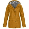 thumbnail image 1 of ZACPNCV Women's Winter Casual Jackets Long Sleeve Solid Rain Jacket Outdoor Jackets Hooded Raincoat Windproof Tops Khaki, 1 of 6