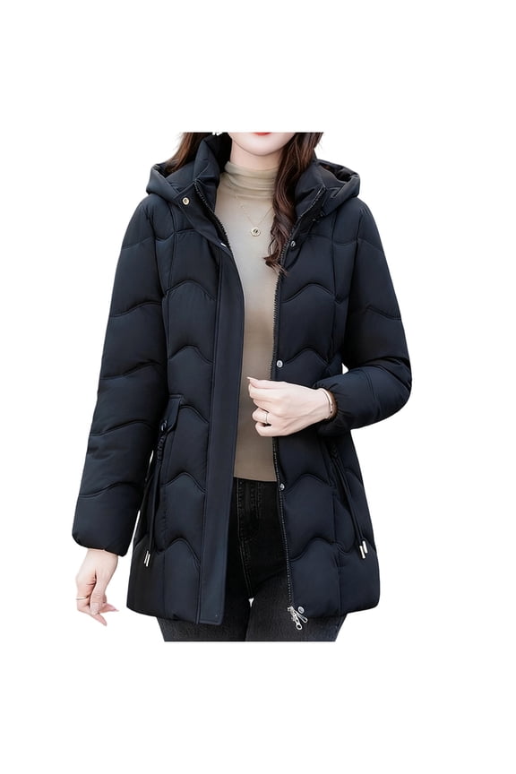 Women's Winter Puffer Coat Thicken Fleece Lined Down Jacket Waterproof Faux Fur Detachable Hooded Parka