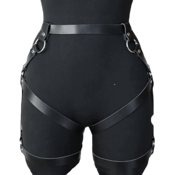 ZACPNCV Womens Adjustable Leather Thigh Garter Belt Solid Color Novelty Accessory for Performance