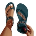 thumbnail image 1 of ZACPNCV Womens Boho Flat Flip Flops Ethnic Print Round Toe Elastic Back Strap Summer, 1 of 9