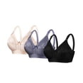 thumbnail image 1 of ZACPNCV Womens Daily Comfort Bra Plus Size 3 Pack Solid Lace Trim Adjustable Straps Wireless Push Up Underwear, 1 of 1