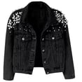 thumbnail image 1 of Lovskoo Womens Denim Jackets Long Sleeve Zip Up Elastic Hem Classic Loose Jean Jacket, 1 of 4