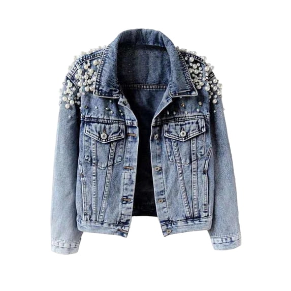 Lovskoo Womens Denim Jackets Long Sleeve Zip Up Elastic Hem Classic Loose Jean Jacket