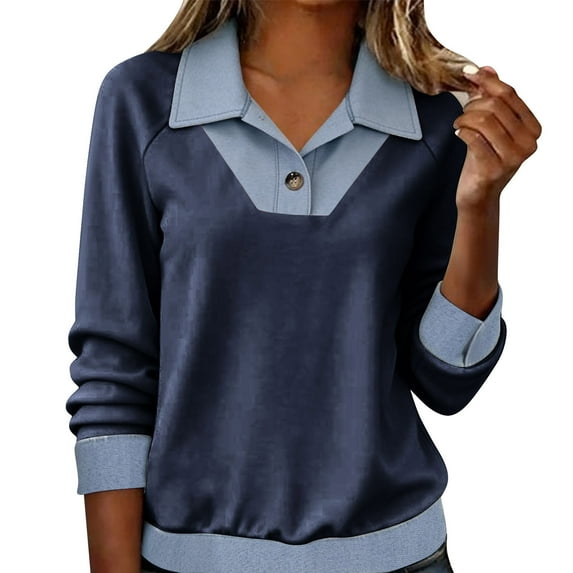 Lovskoo Womens Denim Trim Cardigan Long Sleeve Solid Color Lapel Button Front Casual Open Jacket