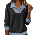 thumbnail image 1 of ZACPNCV Womens Denim Trim Cardigan Long Sleeve Solid Color Lapel Button Front Casual Open Jacket, 1 of 7