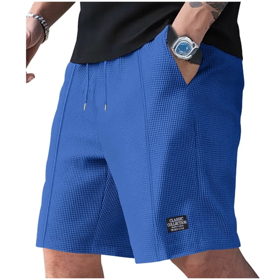 ZACPNCV Mens Button Fly Shorts Dstring Elastic Waist Solid Casual Summer Shorts with Pockets for Daily