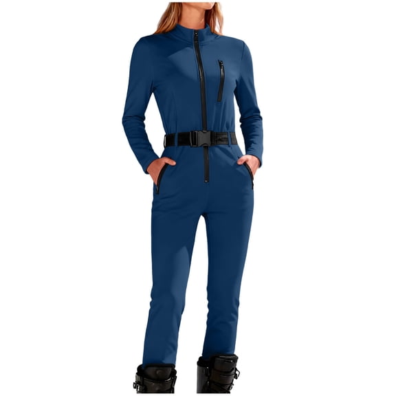 ZACPNCV Womens Fashion Stretchy Bodysuit Long Sleeve Solid Color Slimming Jumpsuit High Neck Yoga One Piece No Belt